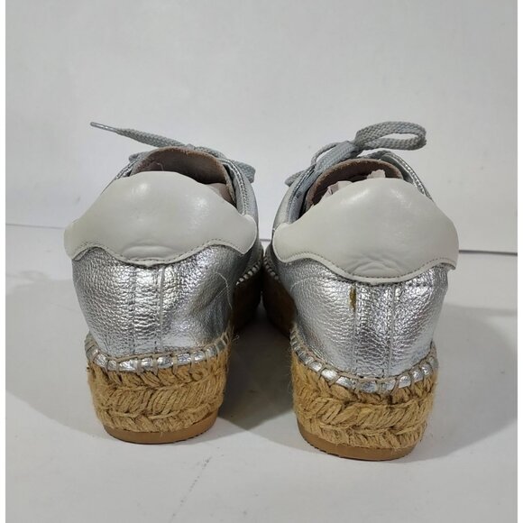 Steve Madden Silver Mars Platform Espadrill Laceup Full Leather Sneaker Shoe - Picture 10 of 12